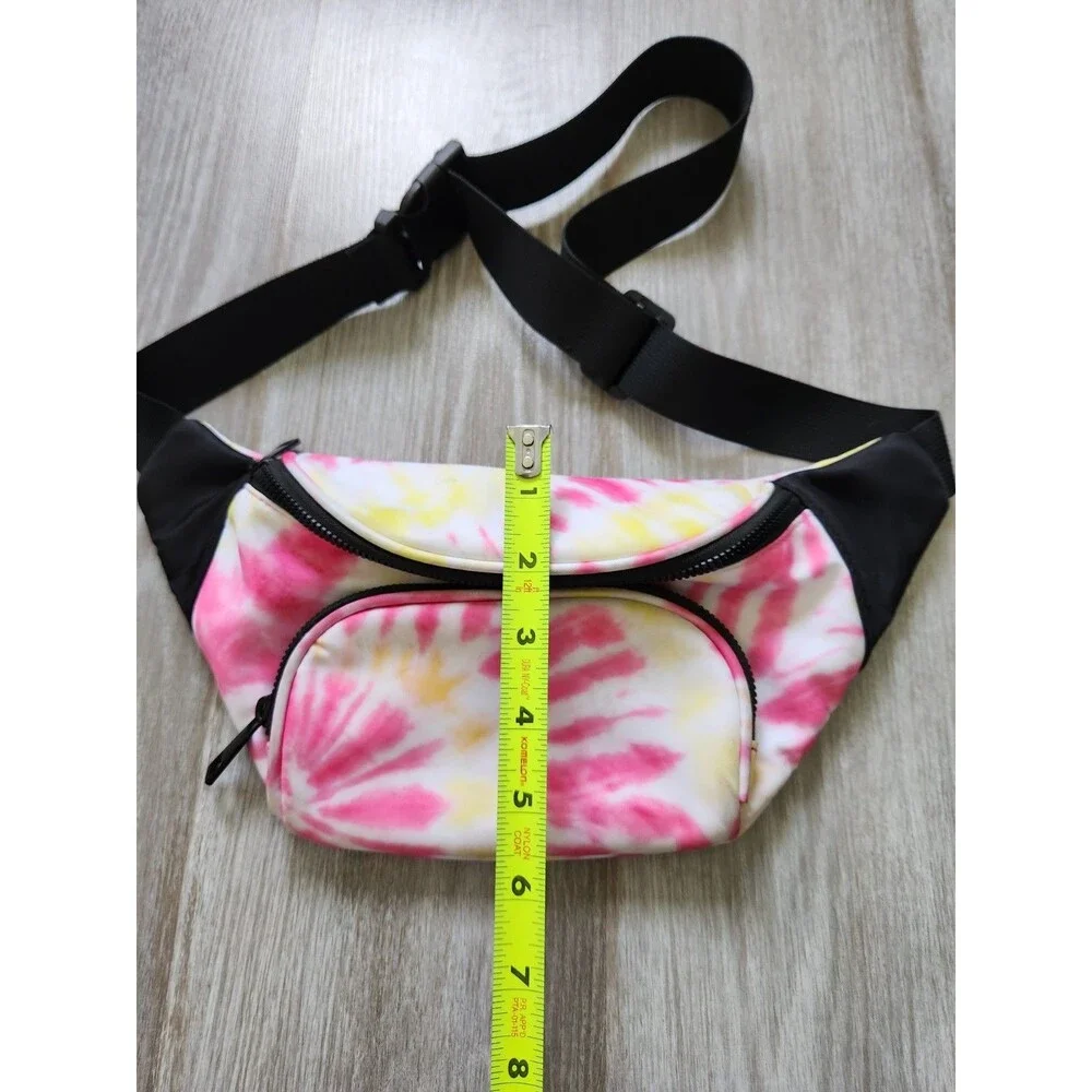 Like Dreams Enjoy The Ride Tie Dye Fanny Pack Pink Yellow White Waist Belt Bag
